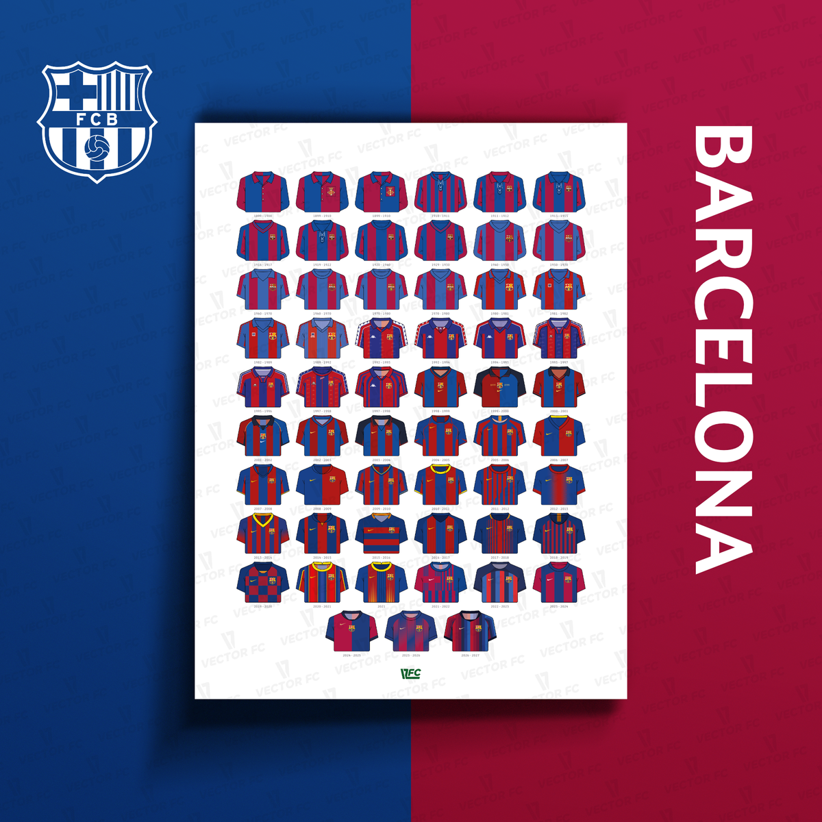 Poster / Camisetas Barcelona 26-27 - Ilustrado por Vector FC