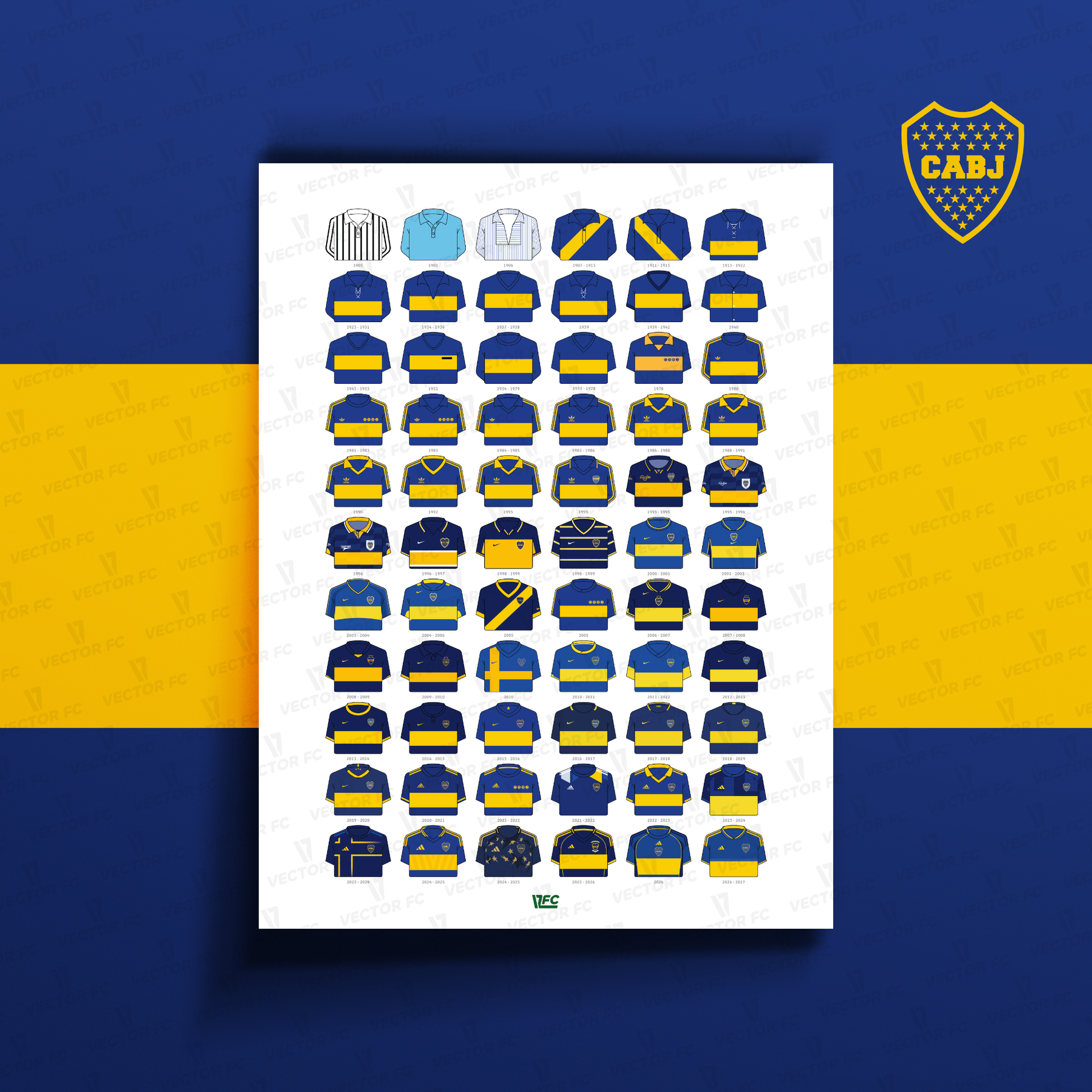 Poster / Camisetas Boca Juniors 26-27 - Ilustrado por Vector FC