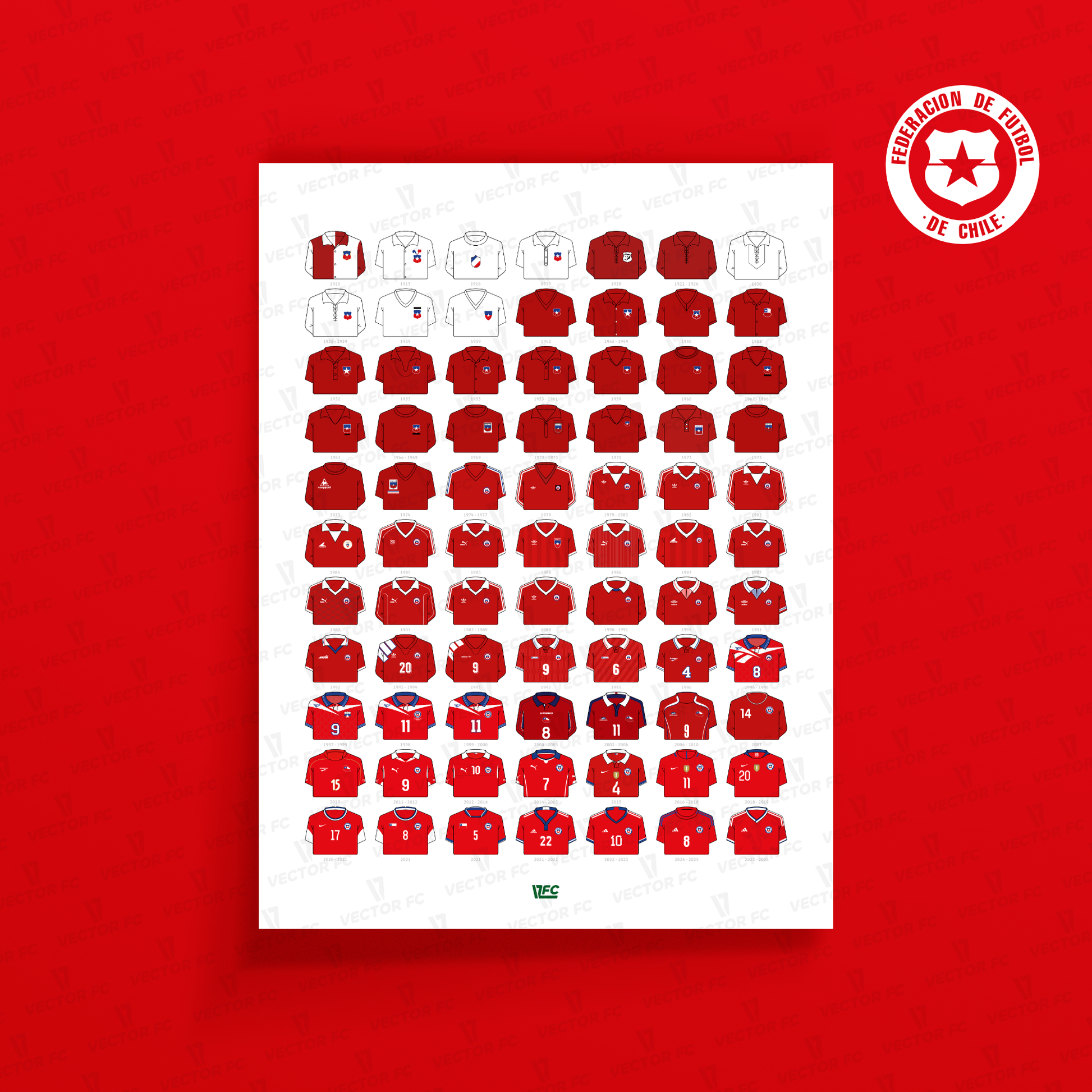 Poster / Camisetas Selección Chilena local 2026 - Ilustrado por Vector FC