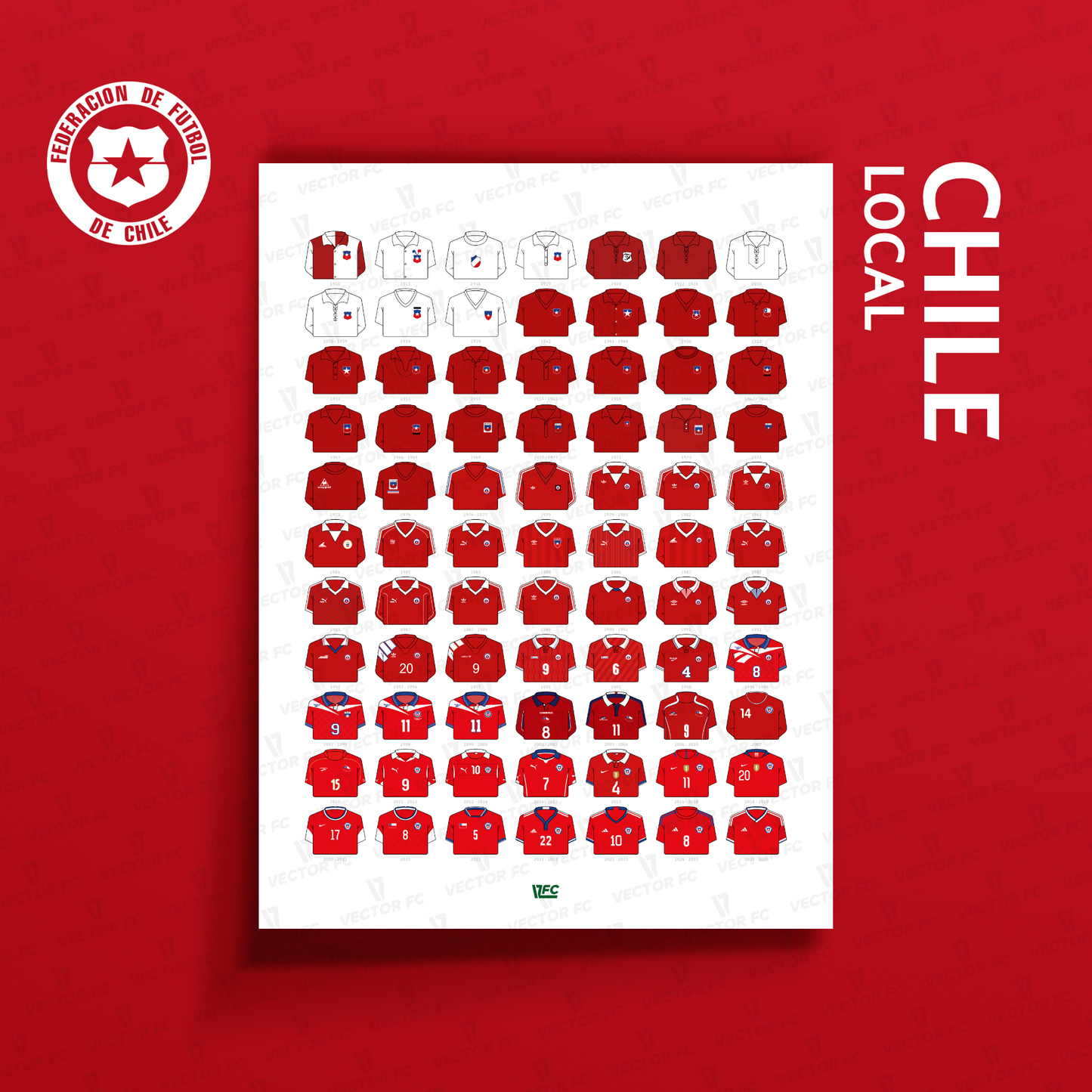 Poster / Camisetas Selección Chilena local 2026 - Ilustrado por Vector FC