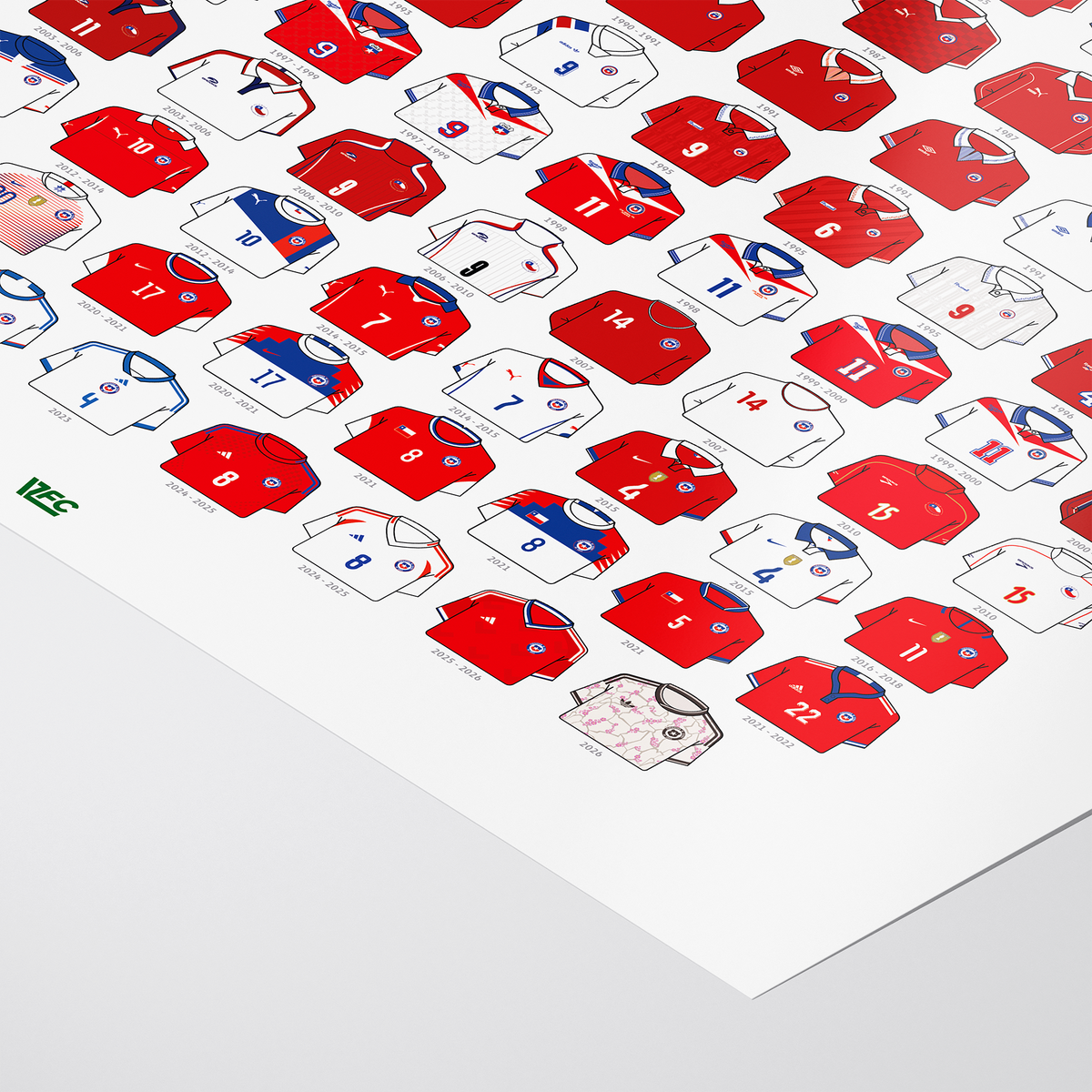 Poster / Camisetas Selección Chilena 2026 - local y vista (todas) - Ilustrado por Vector FC
