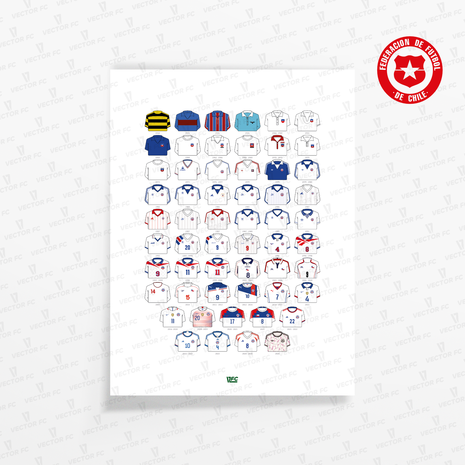 Poster / Camisetas Selección Chilena visita 2026 - Ilustrado por Vector FC