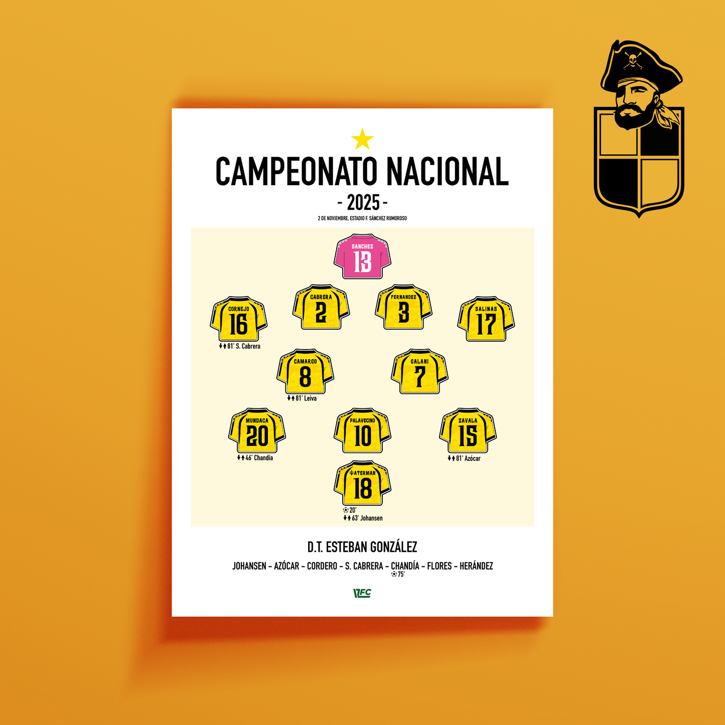 Poster / Coquimbo Unido Campeón 2025 - Ilustrado por Vector FC