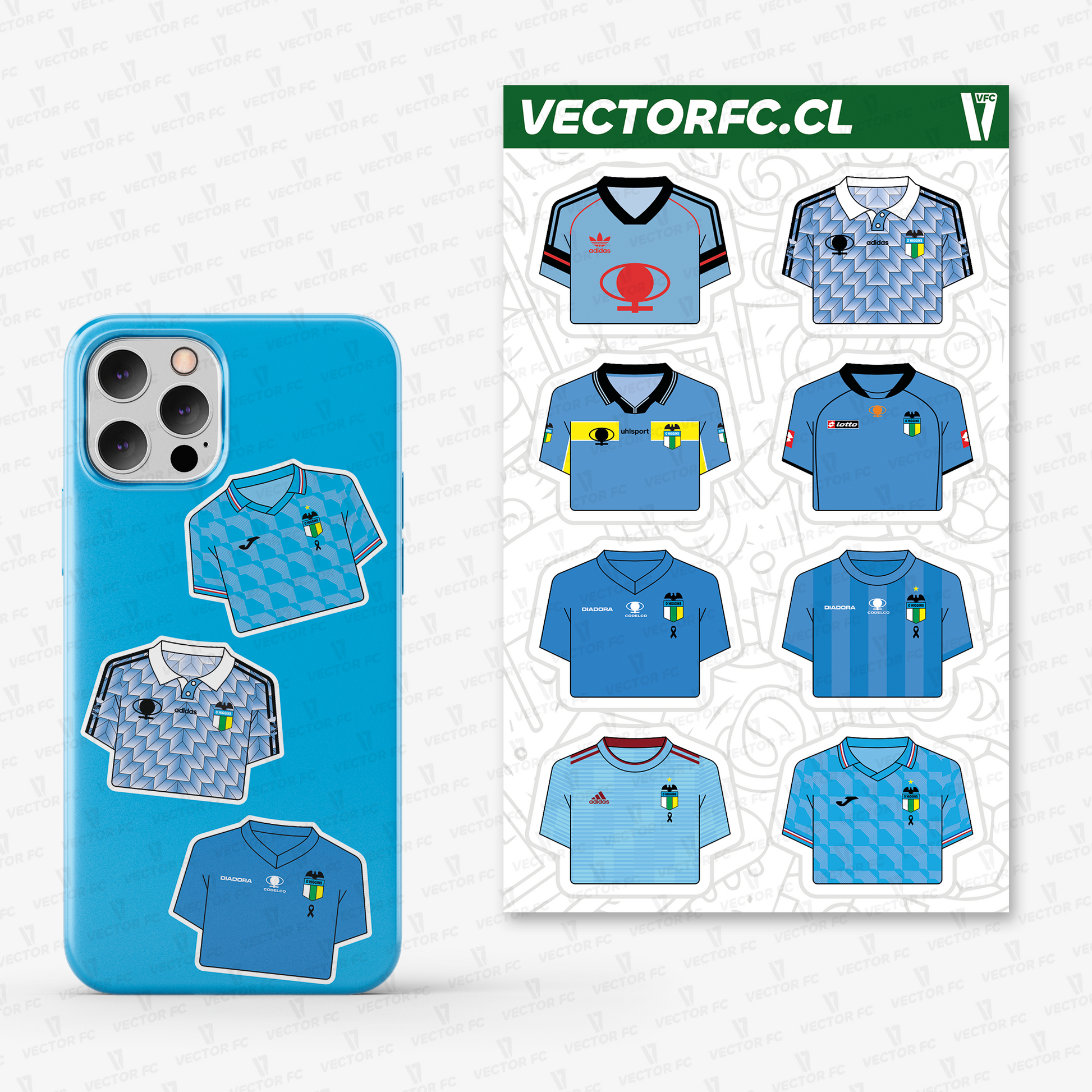 Lámina stickers / Camisetas O'Higgins - Ilustrado por Vector FC
