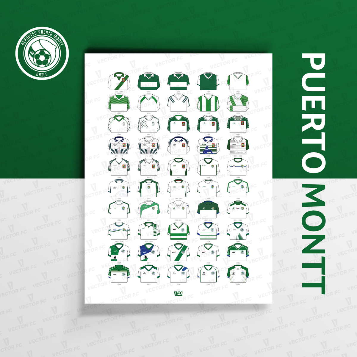 Poster / Camisetas D. Puerto Montt 2026 - Ilustrado por Vector FC
