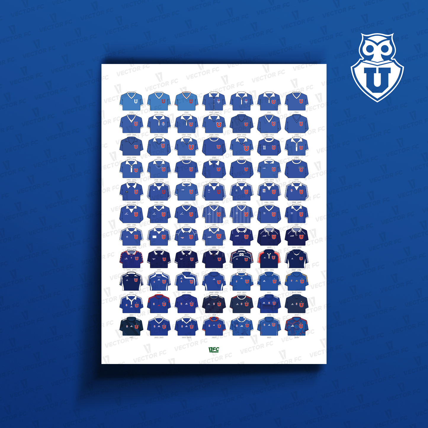 Poster / Camisetas U. de Chile - local 2026 - Ilustrado por Vector FC
